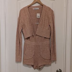 Free People Knit Romper Cardigan Set XS